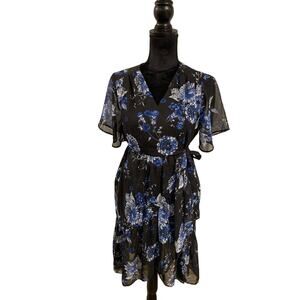International Concepts INC Summer Floral Short Sleeve Faux Wrap Dress XS NEW